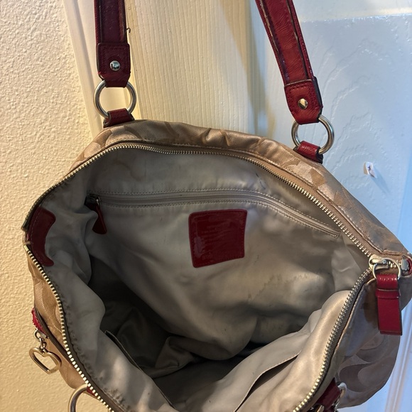 Coach Beige and Burgundy Shoulder Bag - Picture 3 of 4